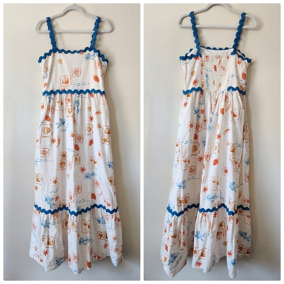 Cece New York Linen Blend Tiered Maxi Sundress M - Picture 3 of 6